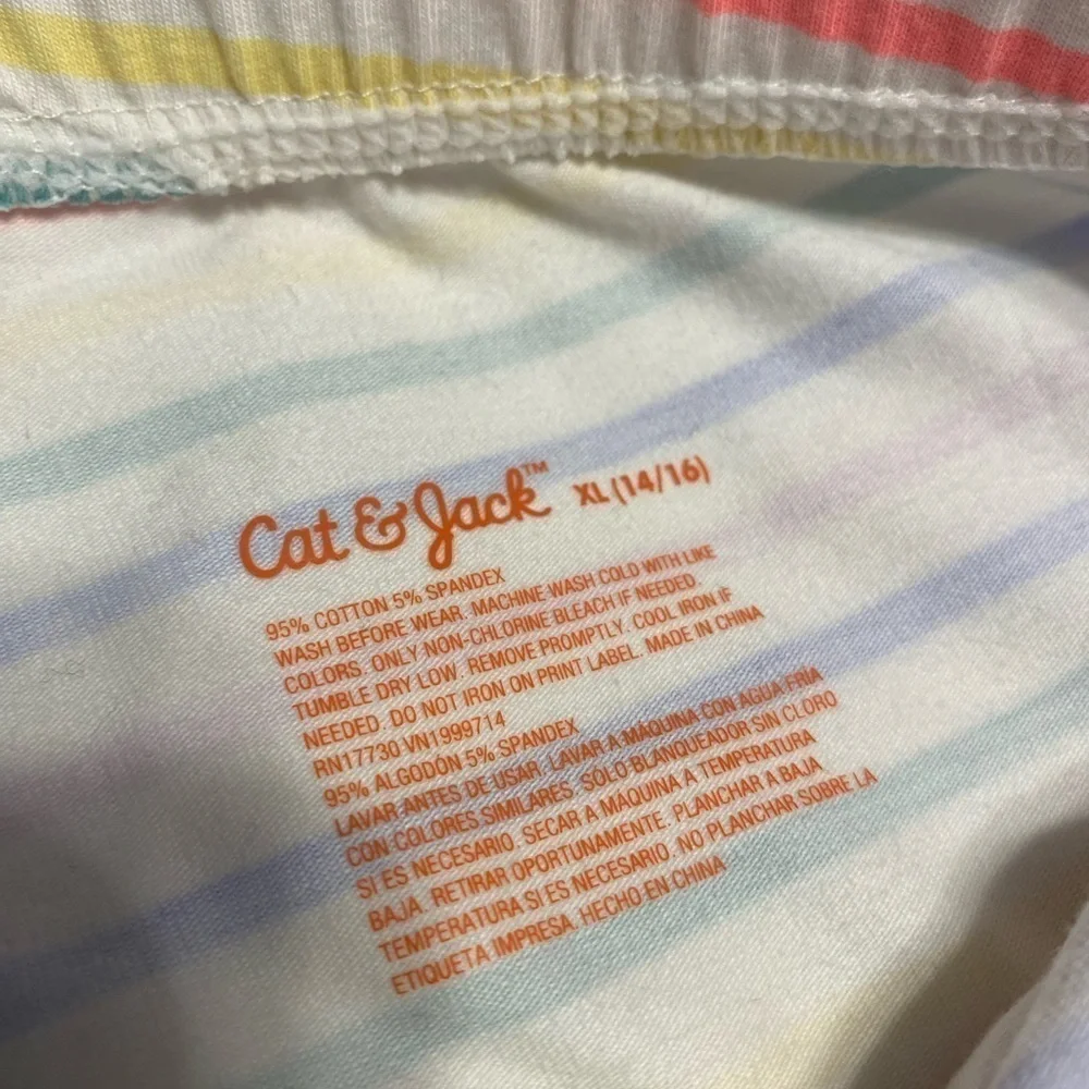 Cat & Jack Girls White Colorful Multistripe Stretchy Leggings Size XL NWT